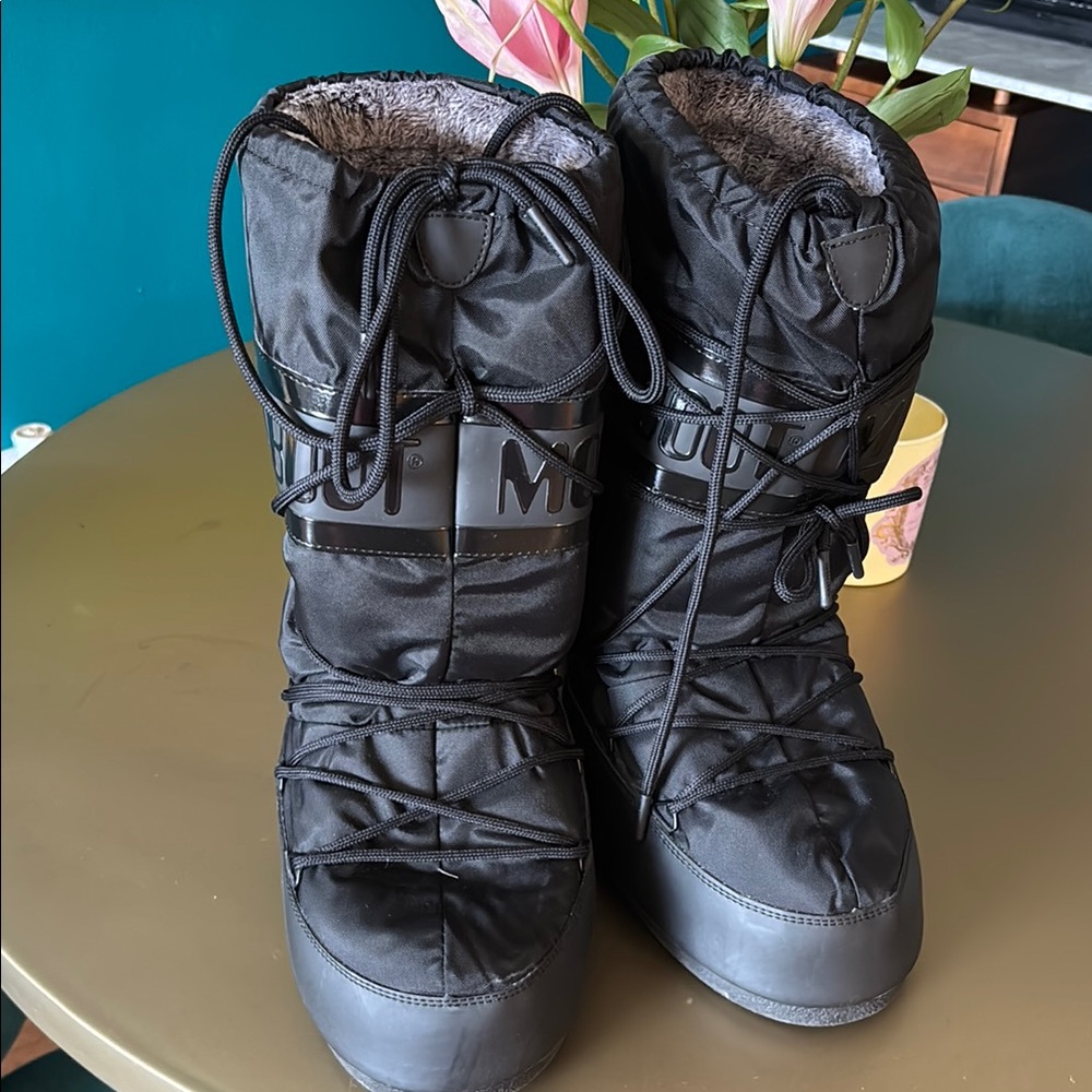 Moon Boot Black Winter Rain Boots Insulated